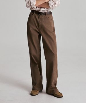 엘라라 코튼 레귤러 핏 스트레이트 팬츠 (브라운)