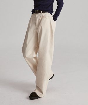 엘라라 코튼 레귤러 핏 스트레이트 팬츠 (아이보리)