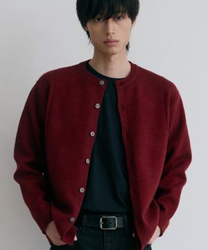 싱글라인 라운드 가디건 [버건디]