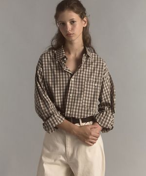 쏜 클래식 체크 셔츠 (브라운)