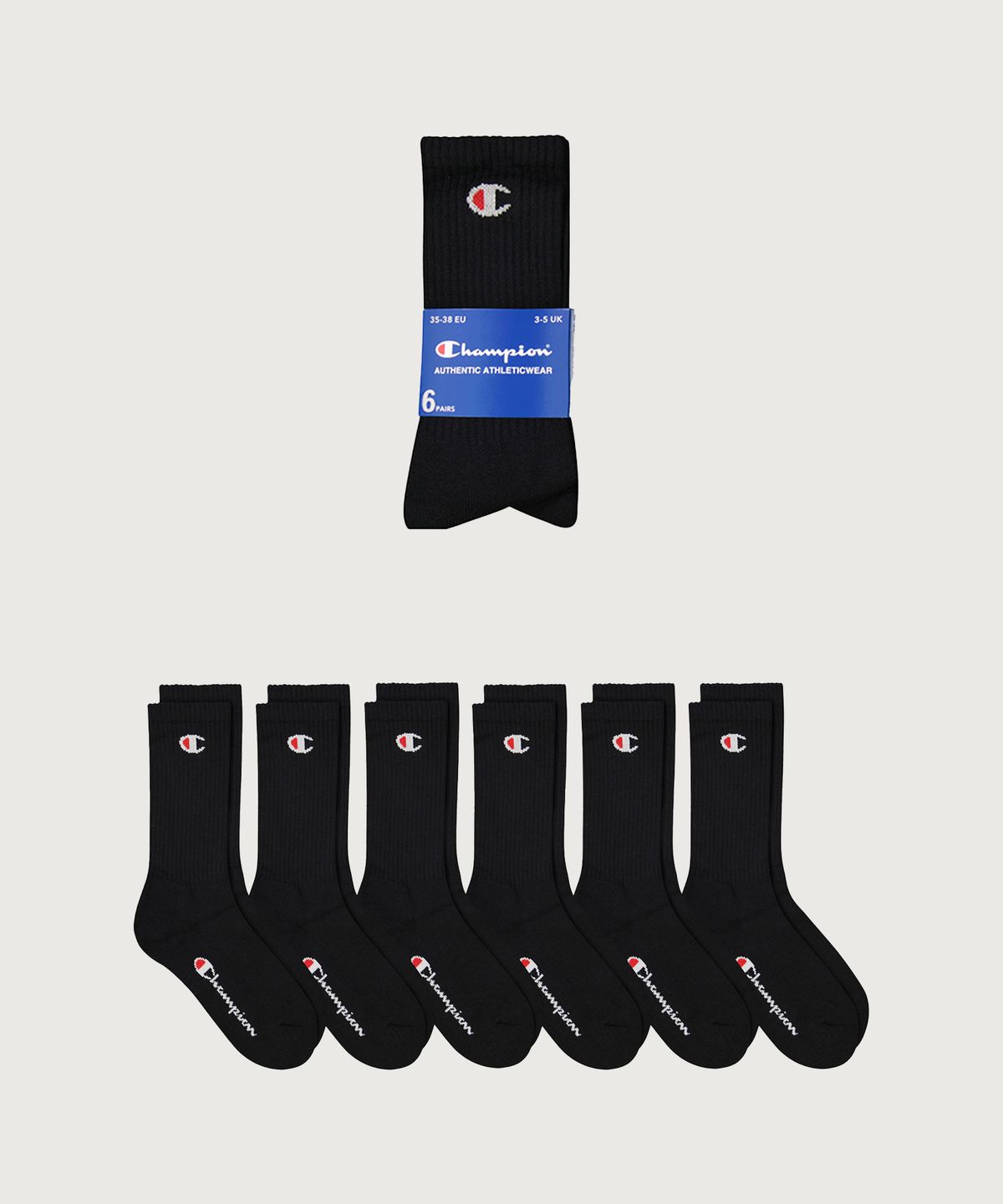 챔피온(CHAMPION) C로고 풀랭스 삭스 6PACK Black