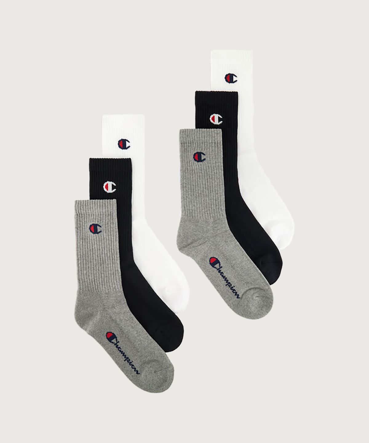 챔피온(CHAMPION) C로고 풀랭스 삭스 6PACK Grey White Black