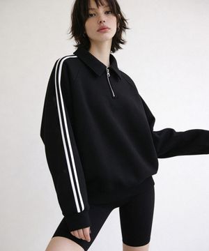 [Unisex] SPORTY TRACK HALF ZIP OVER FIT SWEATSHIRT (2color)