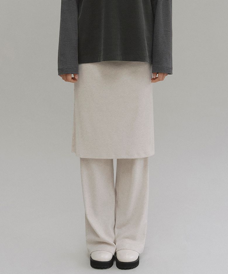 Naia layered skirt pants (oatmeal melange)