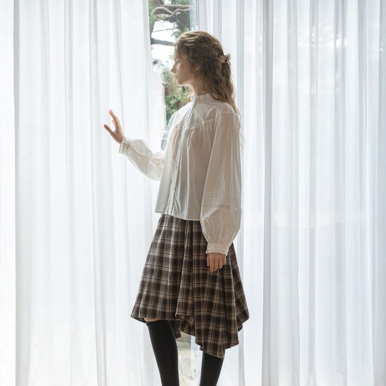 PM_Autumn lattice skirt_BROWN
