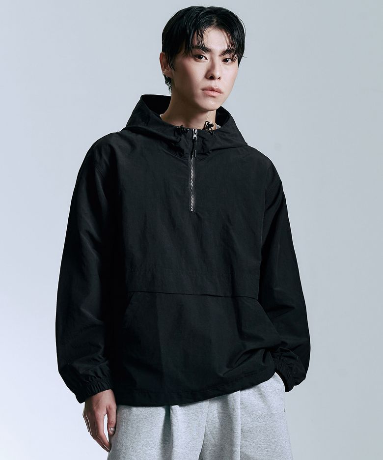 AERO 테크 후드 아노락 윈드 브레이커 [블랙]