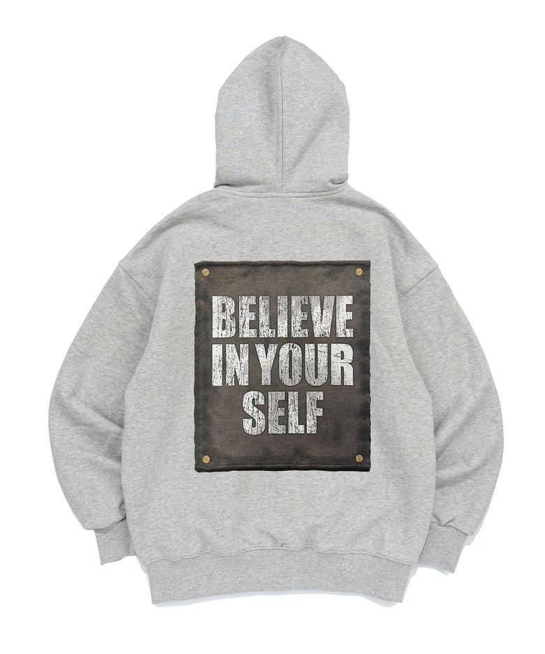 BELIEVE IN YOURSELF 패치  그래픽 후드티 (GRAY)