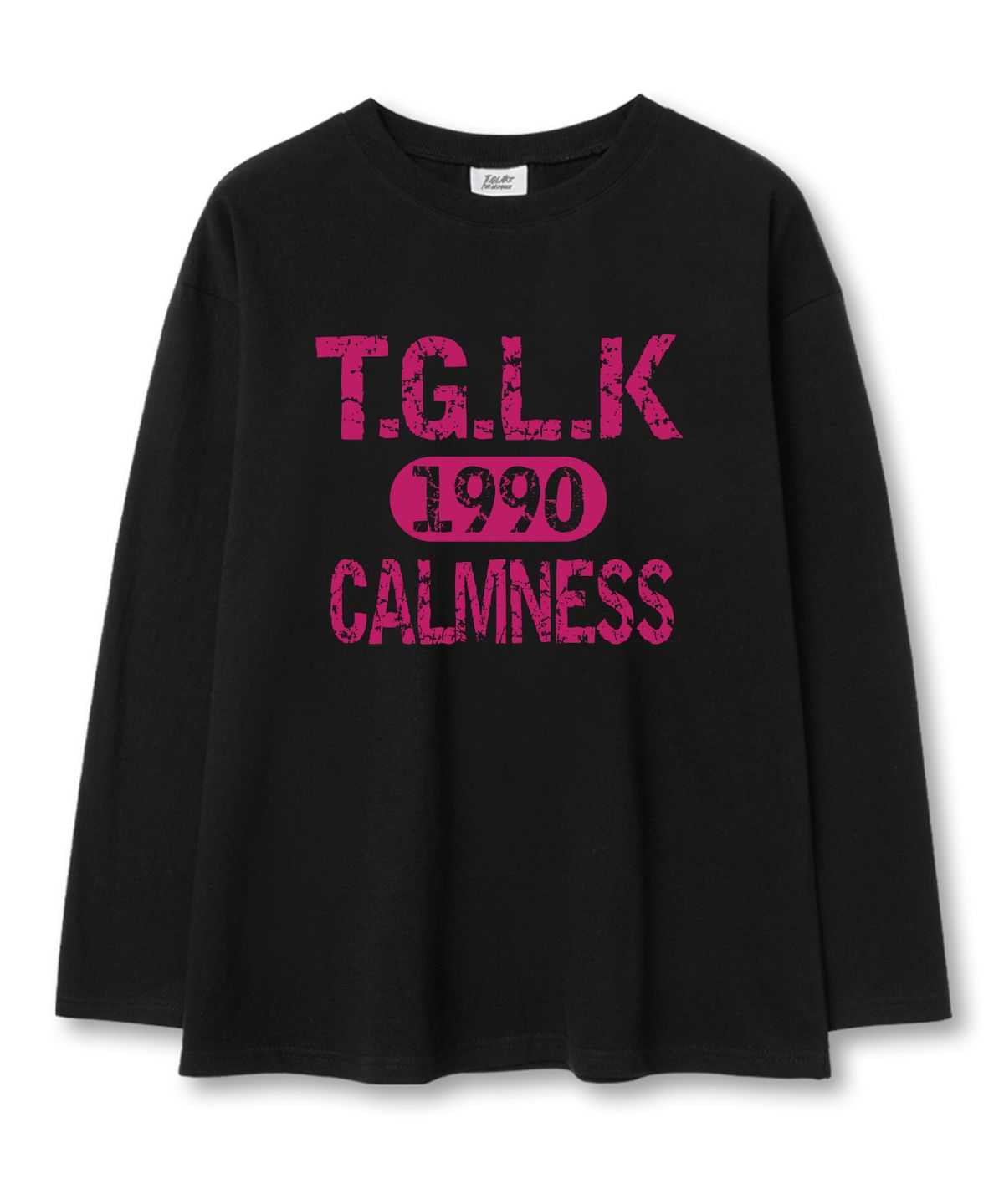 티글레이크(TI.GLAKE) 크랙TGLK 오버핏 긴팔 티셔츠 블랙 [소매시보리 선택]
