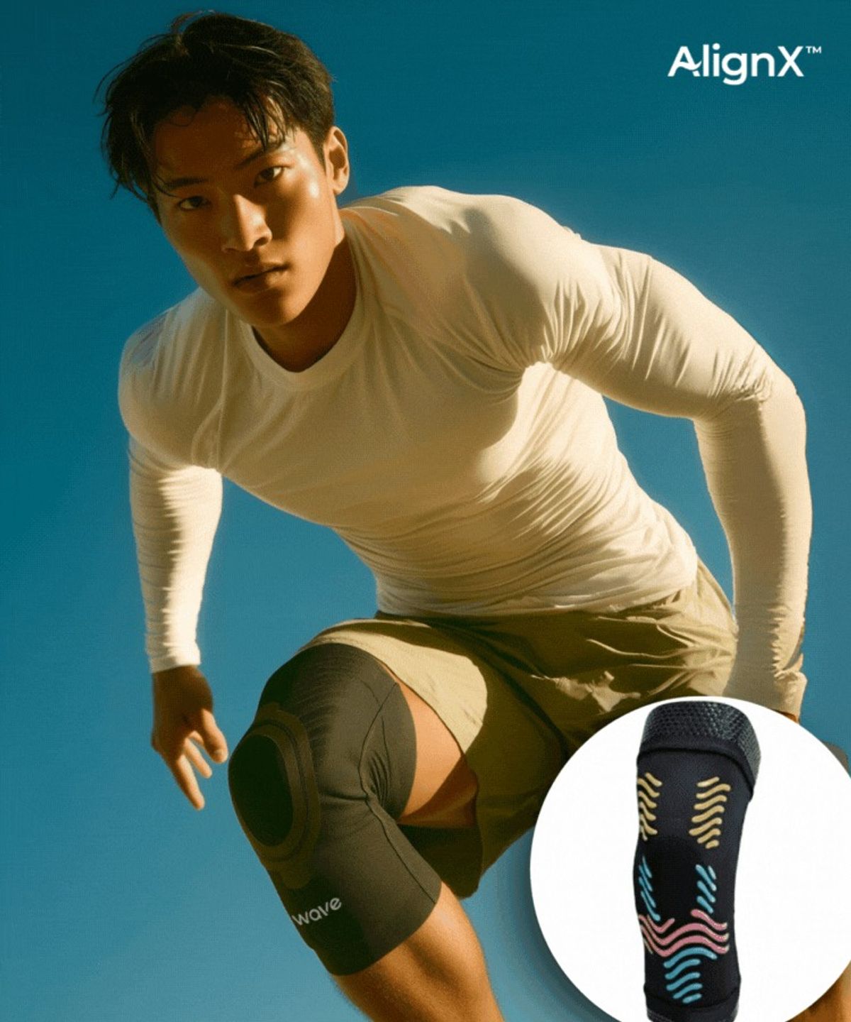 웨이브웨어(WAVEWEAR) 스포츠테이핑 스킨핏 무릎슬리브 K2 블랙캣