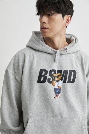 베어로고 오버핏 기모 후드