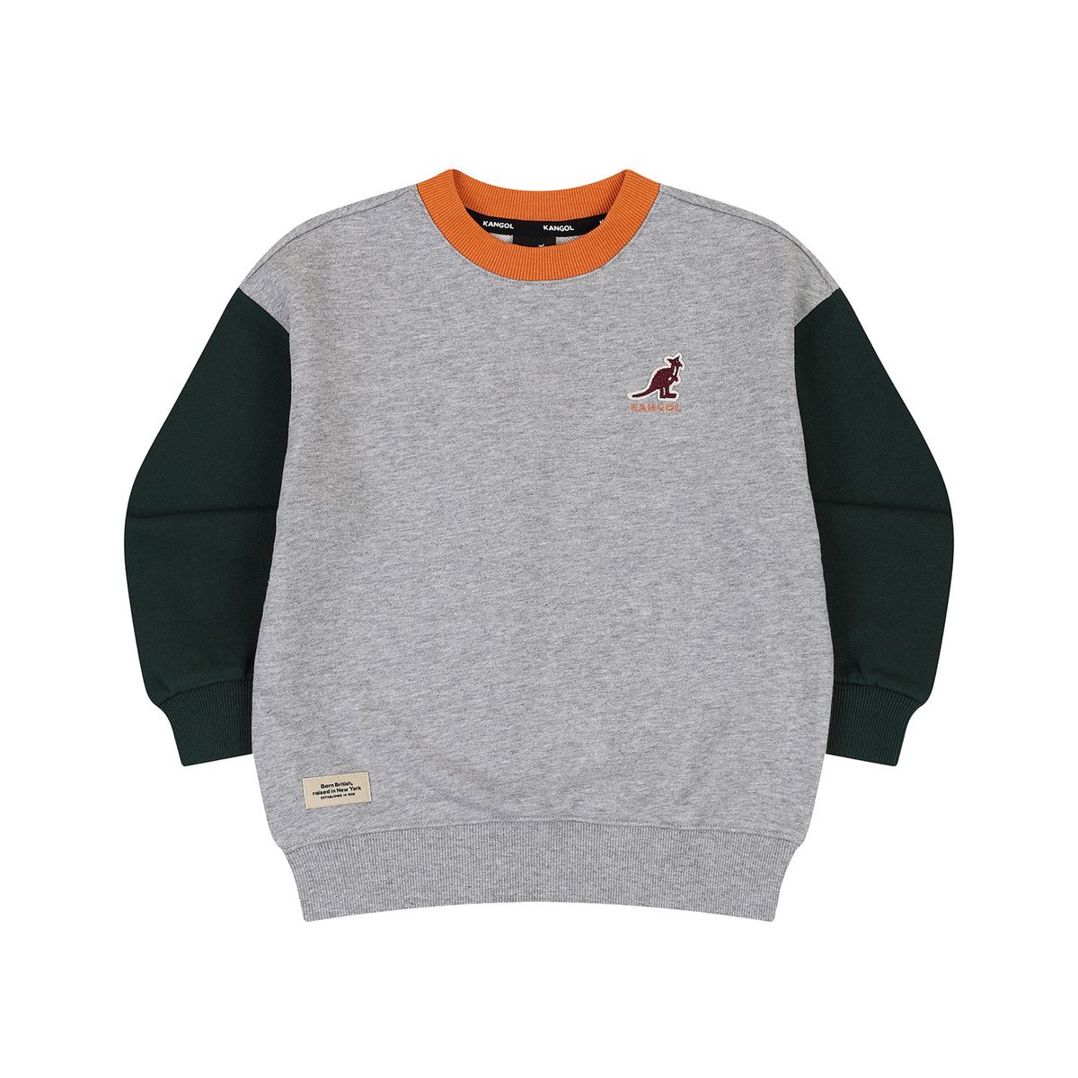 캉골키즈(KANGOL KIDS) 컬러블럭 스웻셔츠 RD 0104 멜란지 그레이