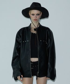 Washing Leather Jacket (BLACK)