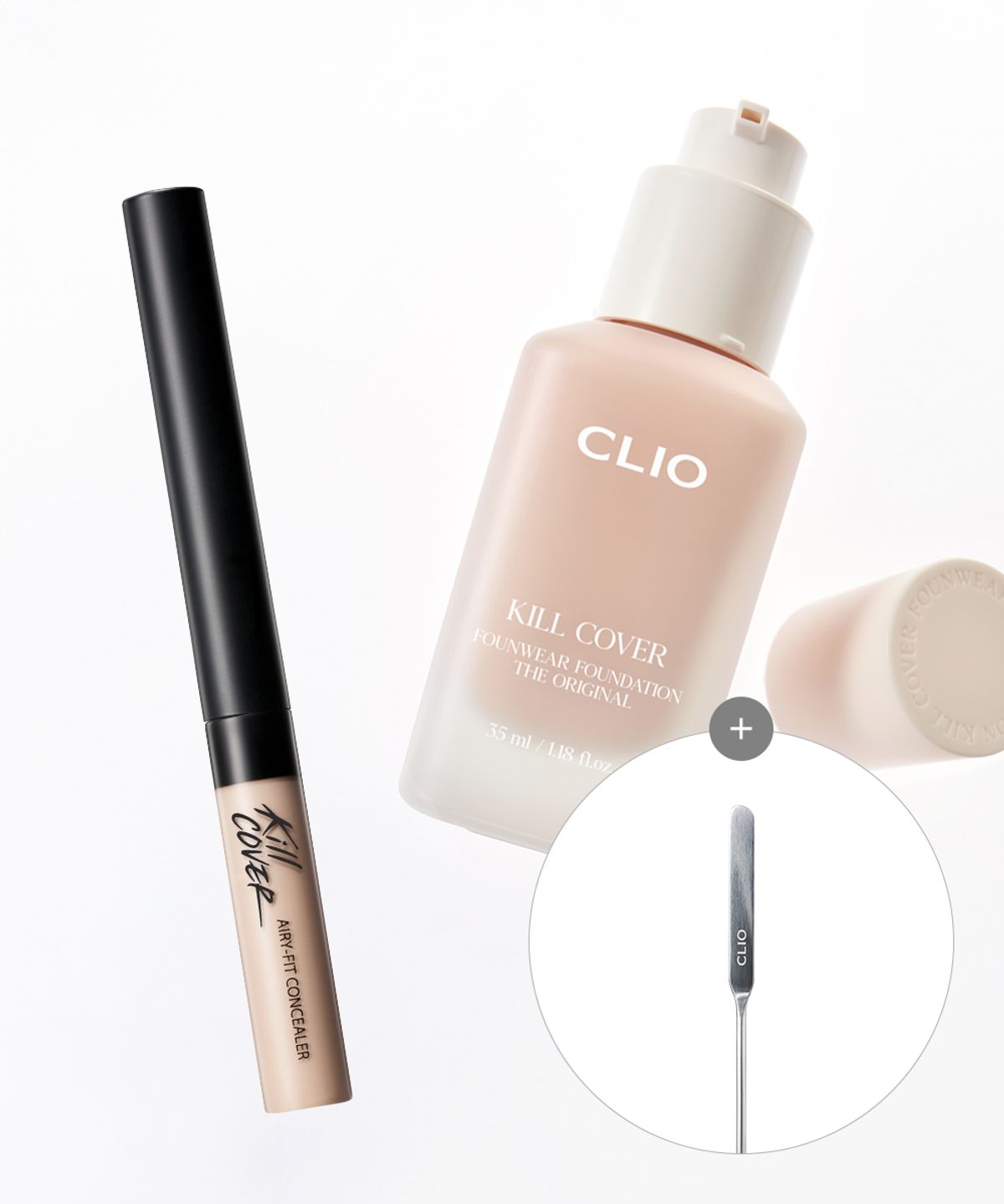 클리오(CLIO) [SET] 킬커버 파운웨어 파운데이션 디오리지널 + 에어리핏 컨실러 [증정] 메이크업스파츌라