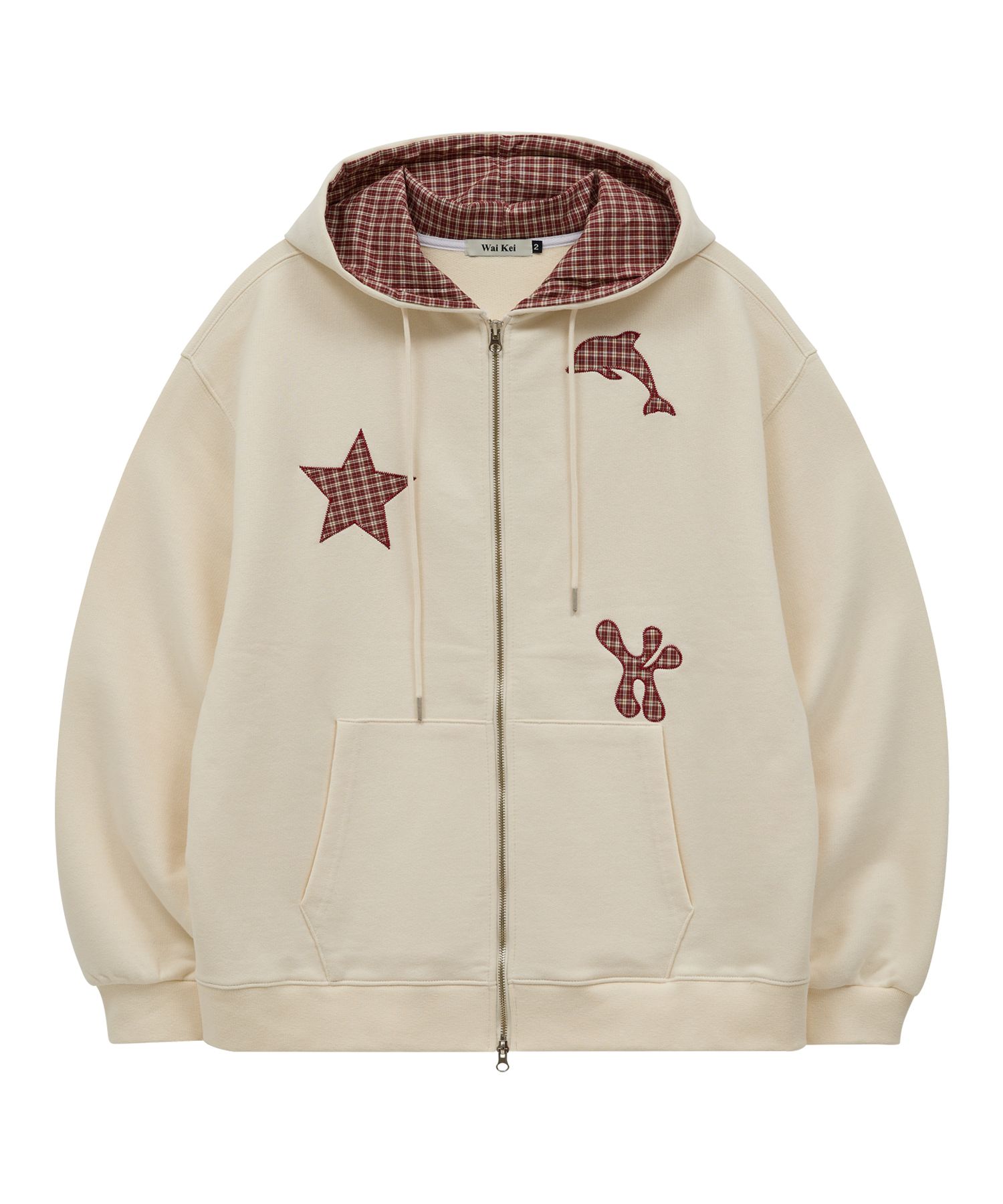 MUSINSA公式 | WAI KEI スタードルフィンチェックアプリケフードジップ