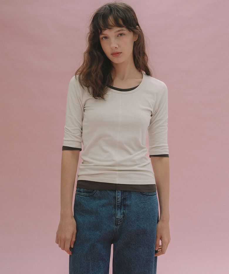 Bien 3/4 sleeve tee (beige)