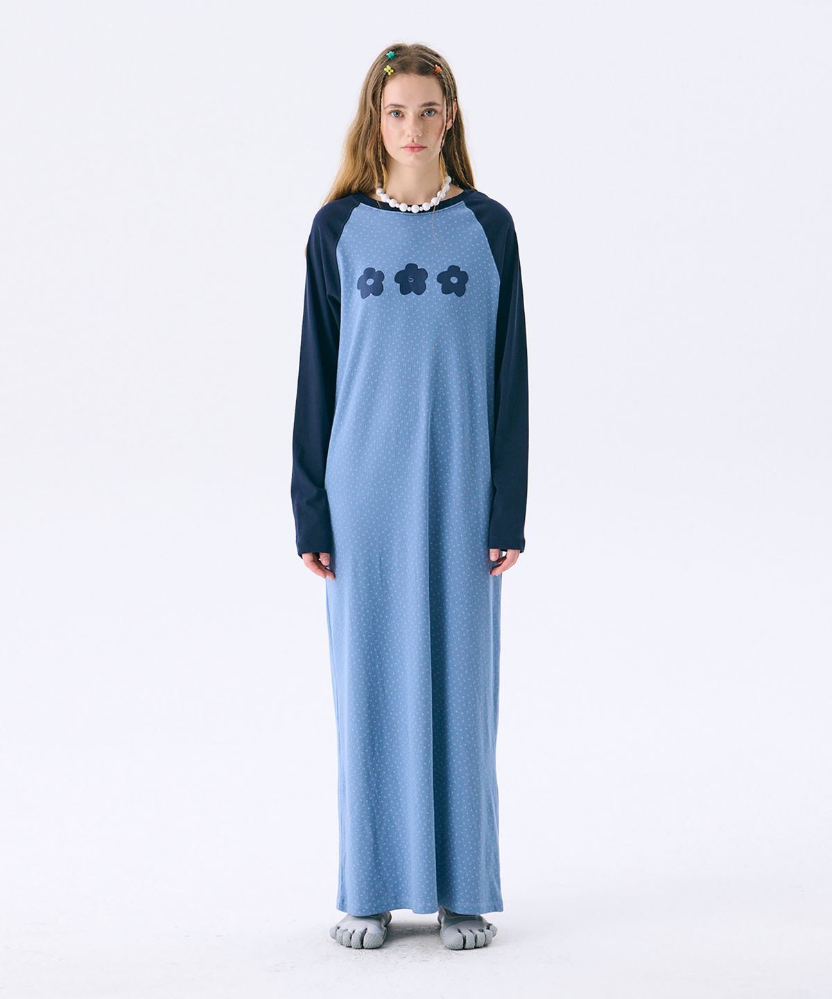 준준스페이스(JUNEJUNE SPACE) Raglan Long Dress_Blue(레귤란 롱드레스_블루)
