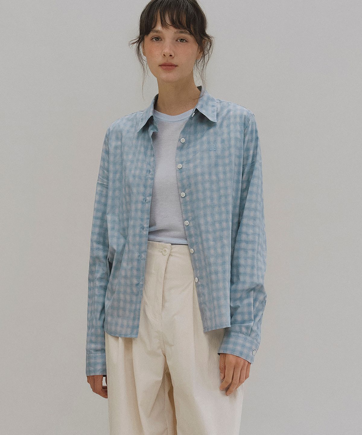 앤니즈(ANDNEEDS) Veil check shirt (blue)