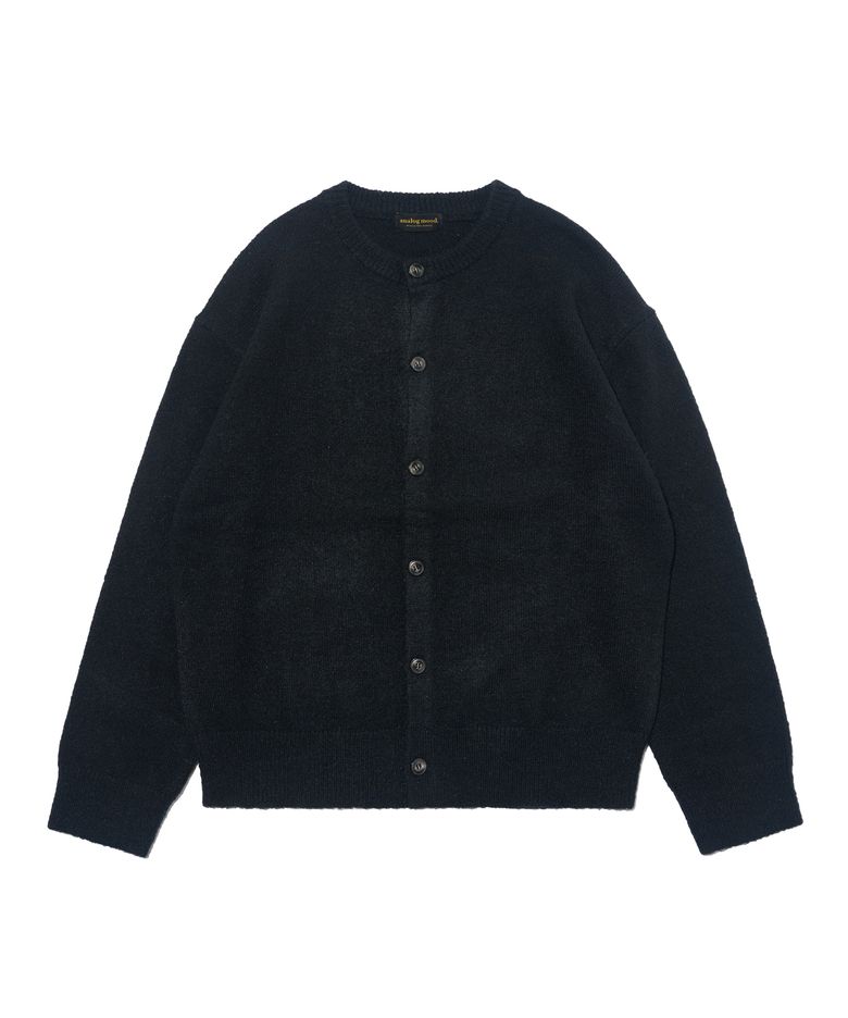 (UNISEX) 울 블렌드 라운드 니트 가디건  (블랙)
