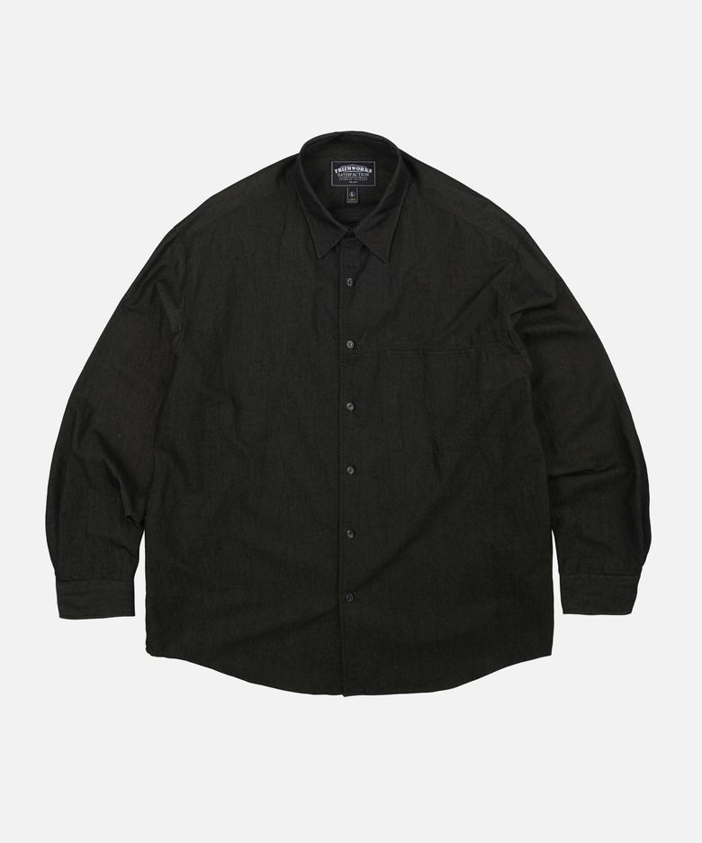 TWO TONE RELAXED SHIRT 002 _ BLACK BROWN