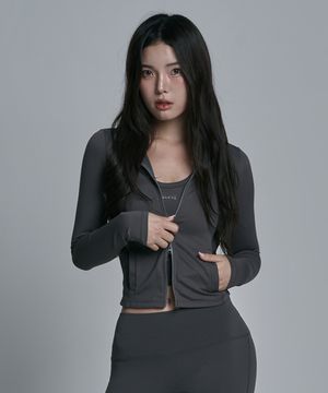 우먼스 크롭 집업