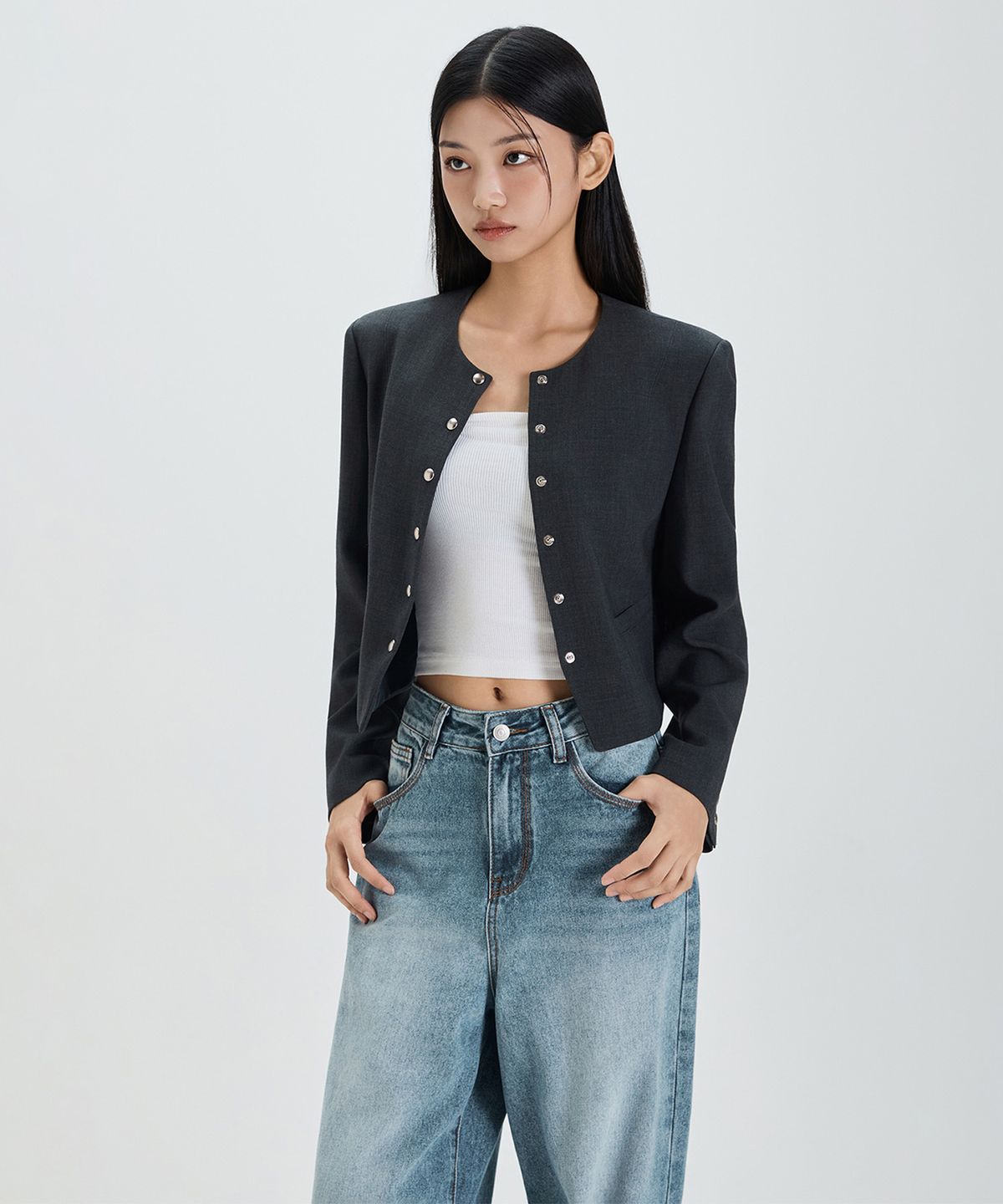 미쏘(MIXXO) 스냅여밈자켓_MIWJKFT51B