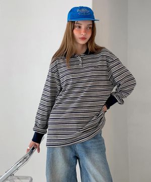 Stripe Rugby Collar T-Shirt (2colors)