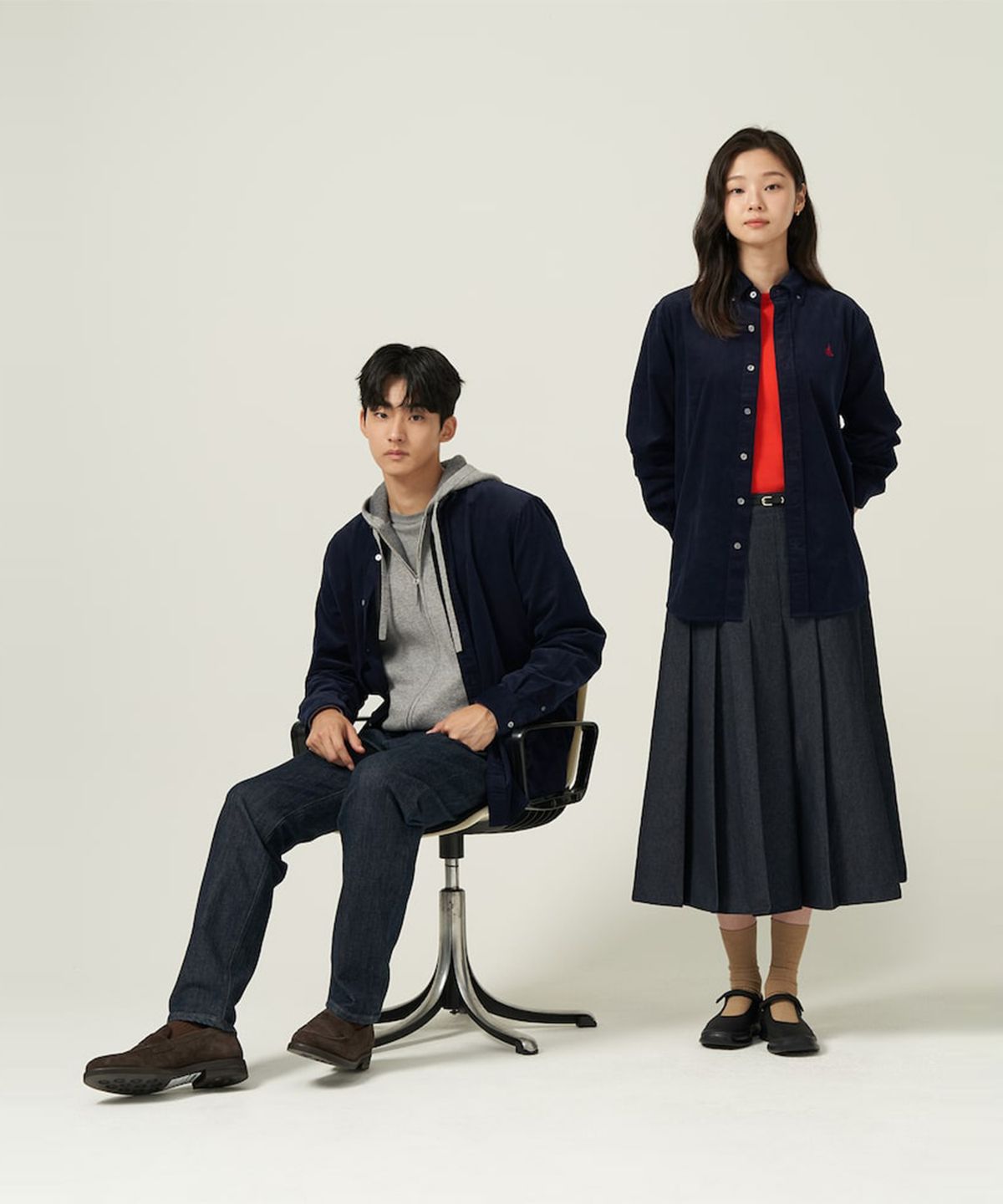 빈폴 멘(BEANPOLE MEN) 남녀공용 코듀로이 셔츠  네이비