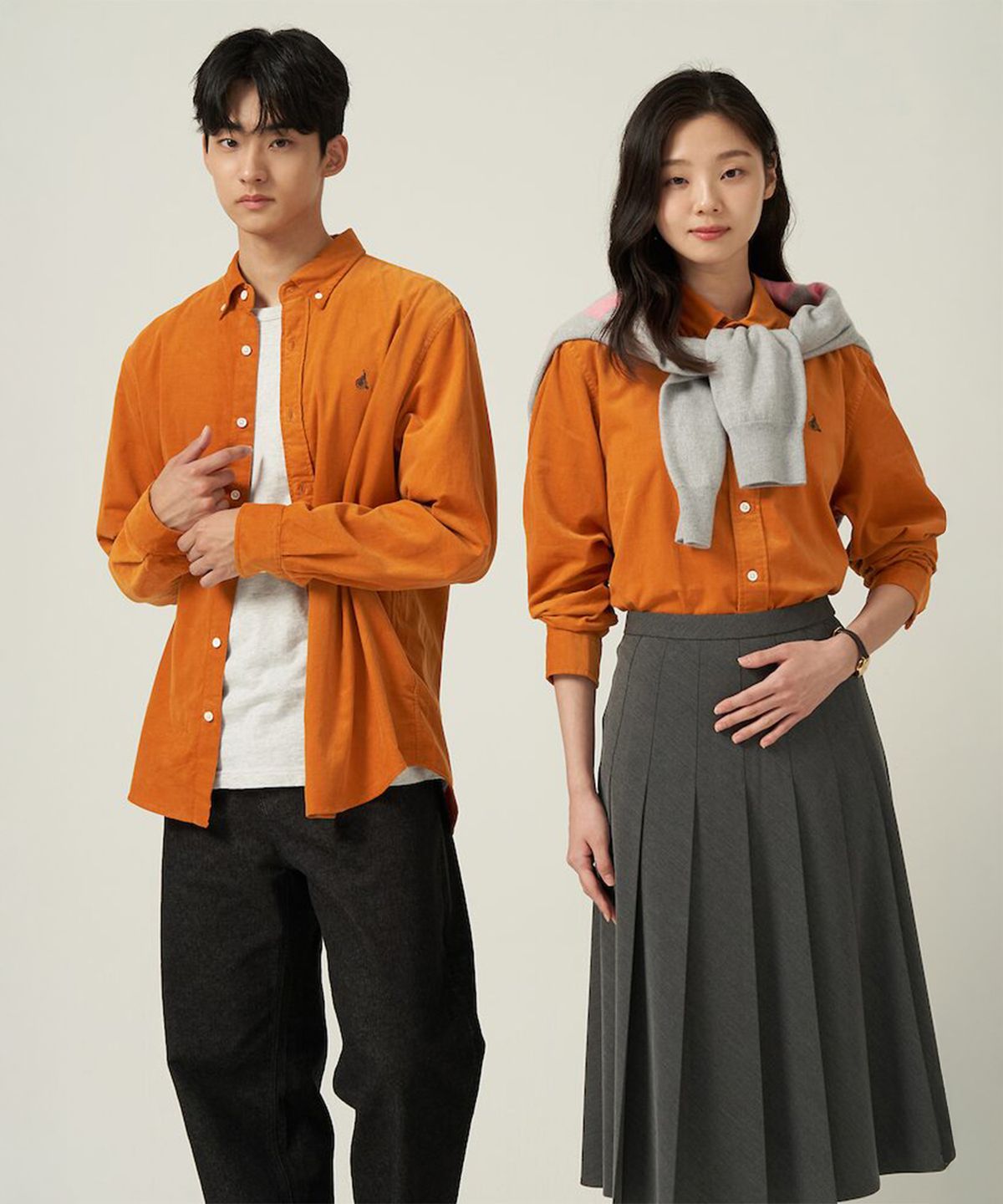 빈폴 멘(BEANPOLE MEN) 남녀공용 코듀로이 셔츠  오렌지