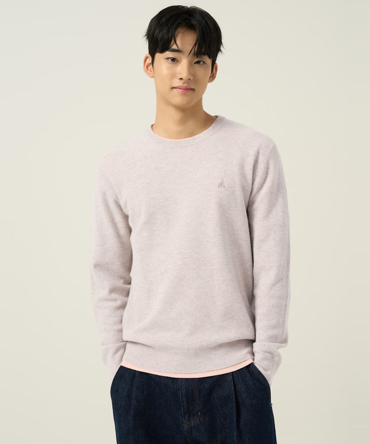 빈폴 멘(BEANPOLE MEN) 울 베이직 라운드 니트  베이지