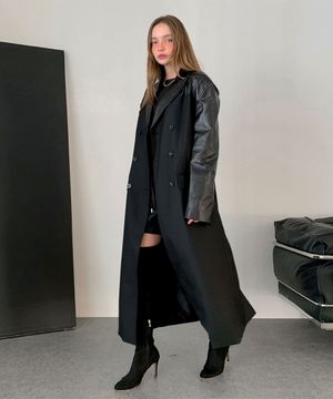 Overfit Black Double Long Jacket