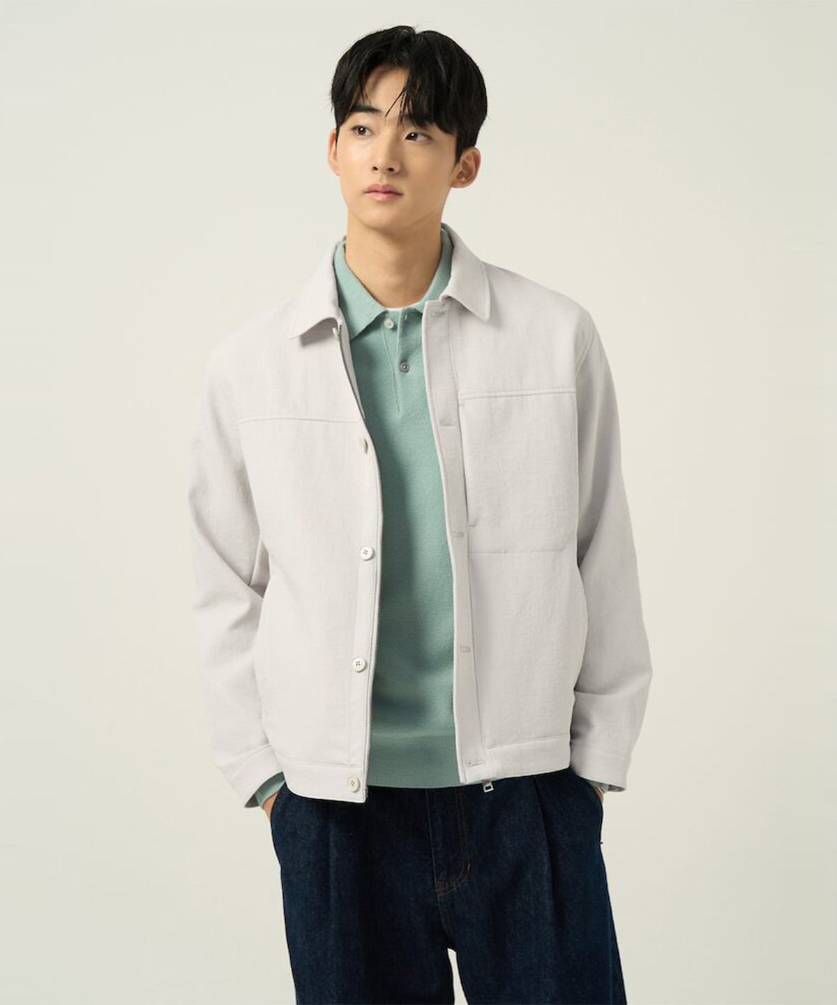 빈폴 멘(BEANPOLE MEN) 트윌 밴딩 트러커 재킷  아이보리