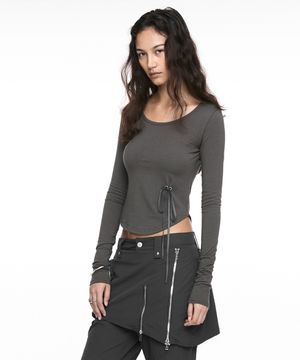 SIGNATURE CROP LONG SLEEVE CHARCOAL