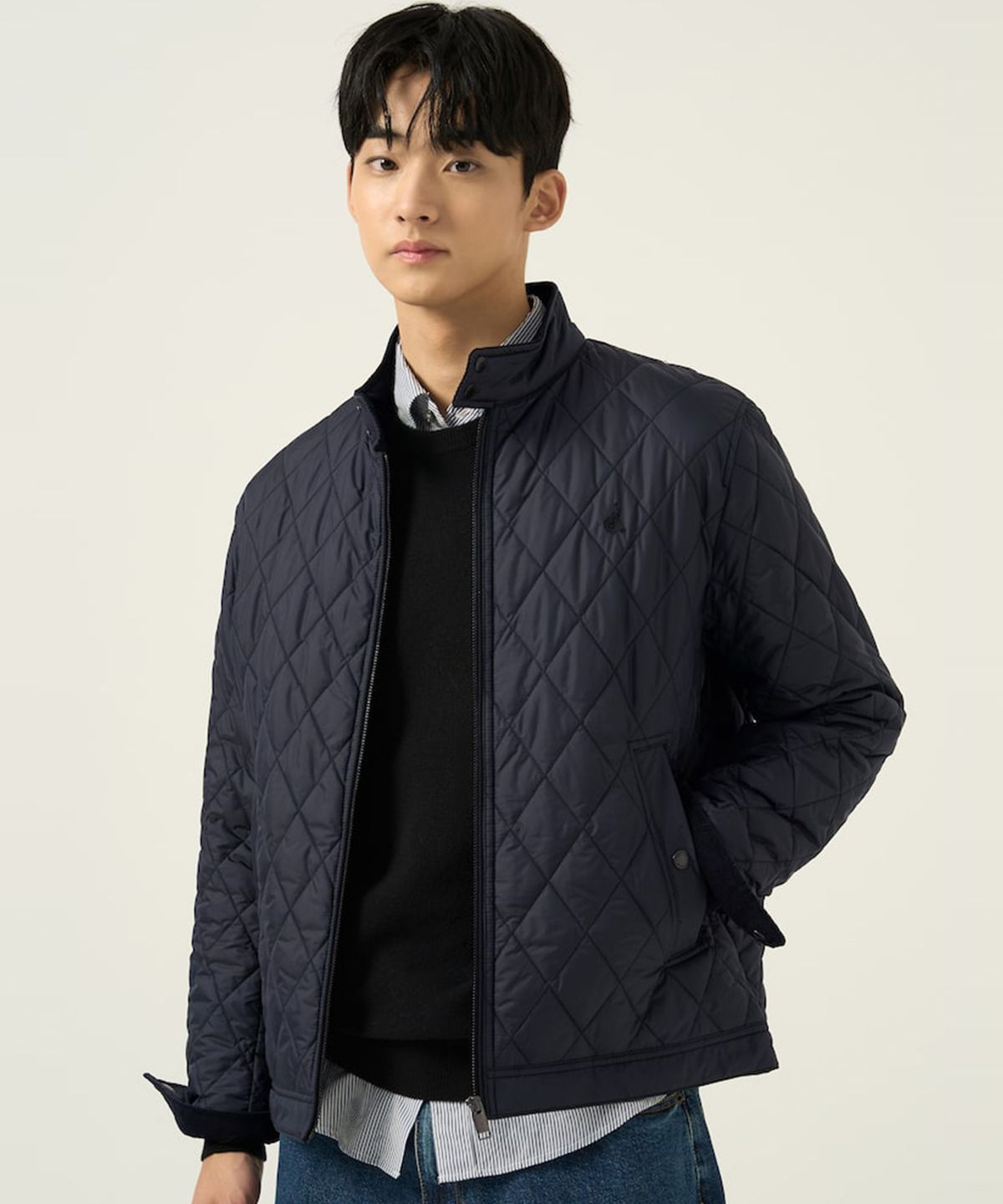 빈폴 멘(BEANPOLE MEN) [Essential] 다이아 패딩 해링턴 재킷  블랙