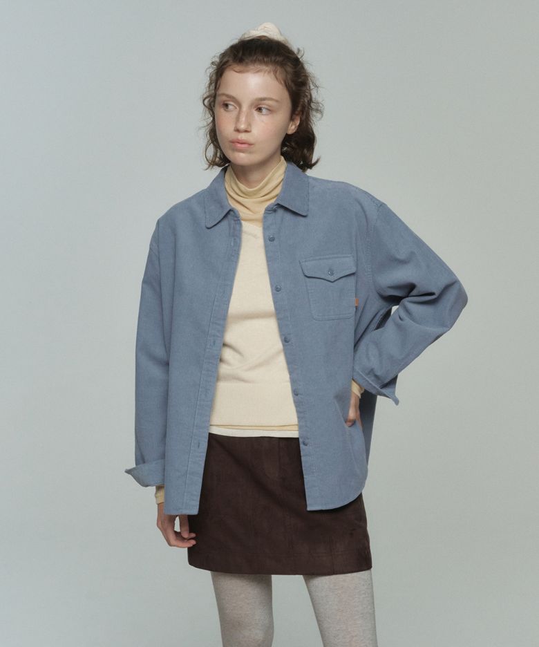 우먼 코듀로이 셔츠 Dusty Blue