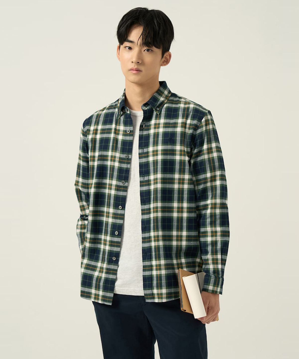 빈폴 멘(BEANPOLE MEN) 플란넬 미디엄 체크 셔츠  네이비