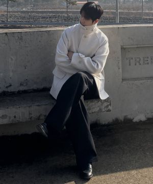 보스턴 울 발마칸 하프 코트_오트밀