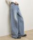 백 로고 슬래쉬 와이드 데님 팬츠_라이트 인디고