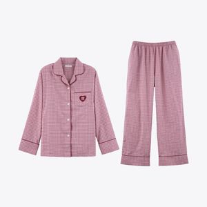 여성 체크 파자마_핑크