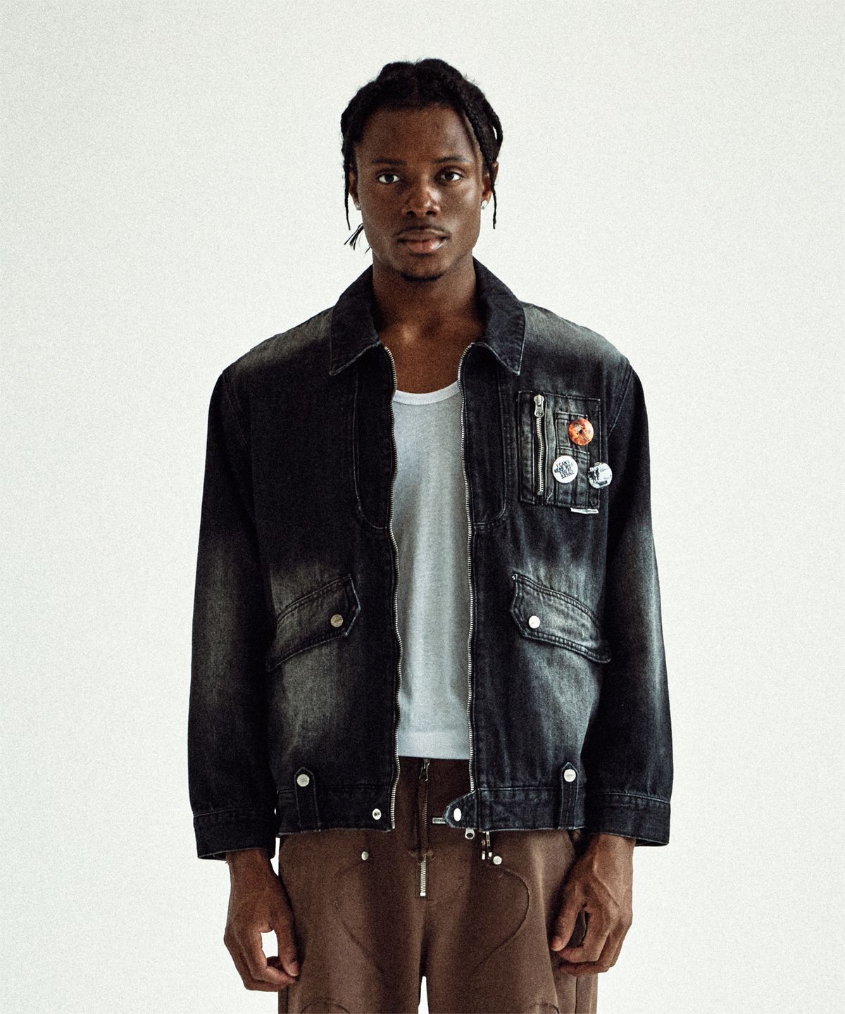 더바이닐하우스(THEVINYLHOUSE) FADED DENIM JACKET BLACK