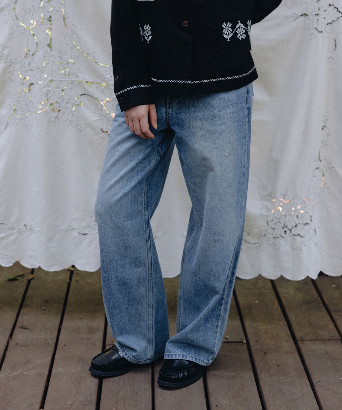 프리터(FRITUR) Plain Wide Denim Pants Blue_F253DE01