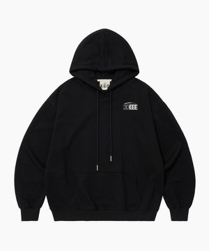 컬러 블럭 오버핏 후드티 [블랙]