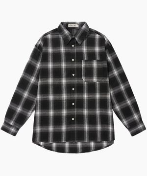 이지 타탄체크 오버핏 셔츠[블랙]