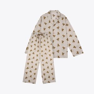 곰돌이 체크 브라운 파자마_브라운