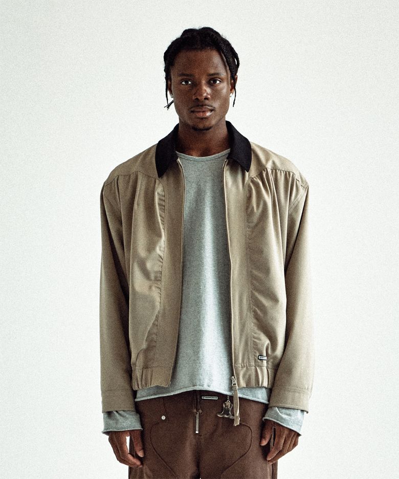 MIXED COLLAR BLOUSON JACKET BEIGE