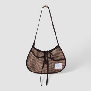 멜로우 체크 호보 숄더백 _ 브라운