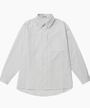 퓨어 스트라이프 오버핏 셔츠[블랙]