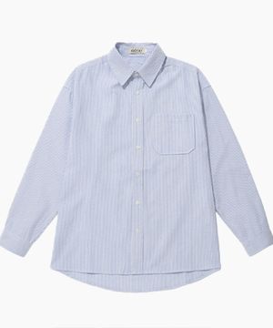퓨어 스트라이프 오버핏 셔츠[블루]