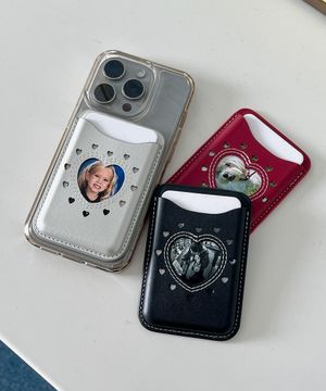 하트홀 강력자석 포토 맥세이프 가죽 카드지갑 카드 2장 (3컬러)