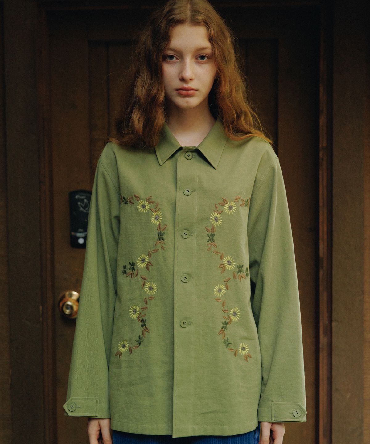 프리터(FRITUR) Flower Jardin Embroidery Shirt Khaki_F253ST07