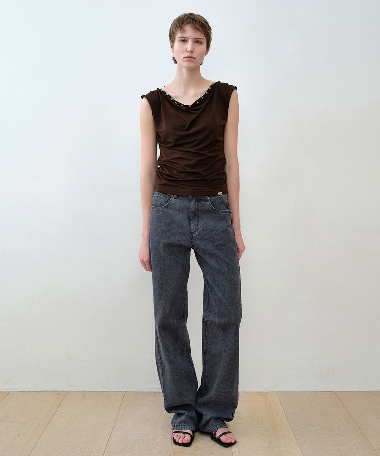 Straight-leg Stripe Jeans / Charcoal